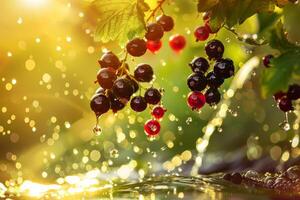 AI generated Cluster of Berries Hanging From Tree photo