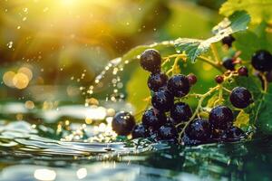 AI generated Grapes Floating in Water photo