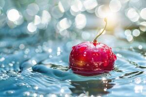 AI generated Cherry Floating on Water photo