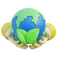 Planet Earth in hands 3D icons photo