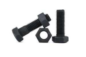 Black metal fasteners arranged on white background photo