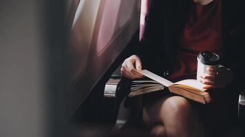 Asian young woman using laptop sitting near windows at first class on airplane during flight,Traveling and Business concept video