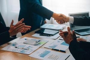 business background.handshake business men in the business center photo