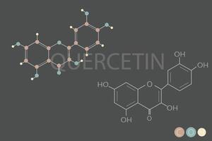 quercetina molecular esquelético químico fórmula vector