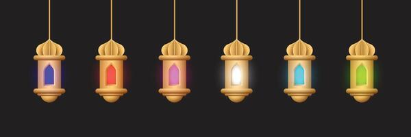 realistic lantern ornament set collection vector design