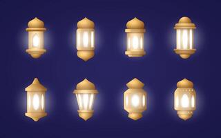 realistic lantern ornament design pack collection with light effect vector design
