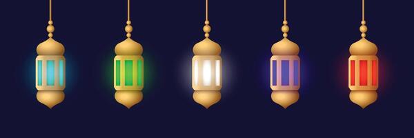 realistic lantern ornament set collection vector design