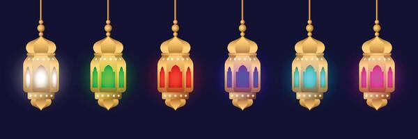 realistic lantern ornament set collection vector design