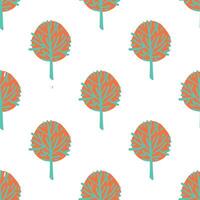 a pattern with orange and turquoise trees vector