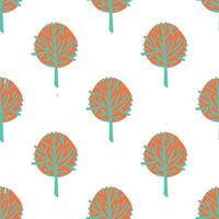 a pattern with orange and turquoise trees vector