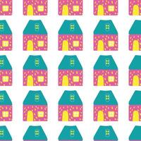 a pattern with colorful houses on a white background vector
