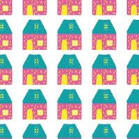 a pattern with colorful houses on a white background vector