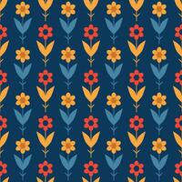A blue and yellow floral pattern with red flowers. The flowers are arranged in a way that creates a sense of movement and flow. The colors are bright and cheerful, giving the impression of a happy vector