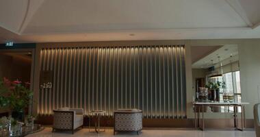 Tashkent, Uzbekistan - 8 4 2022. A huge lobby of an expensive luxury hotel video