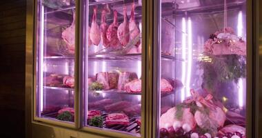 Commercial refrigerator with meat products video