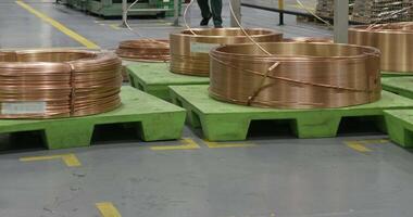 Coiled Copper Pipe in Large Workshop of Refrigerator Factory video