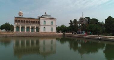 Drone flies over the pool of Sitorai Mohi-Hosa Palace video