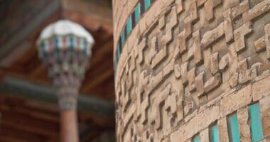 Close-up of columns and ornaments of the ancient complex Bolo-Khauz. video