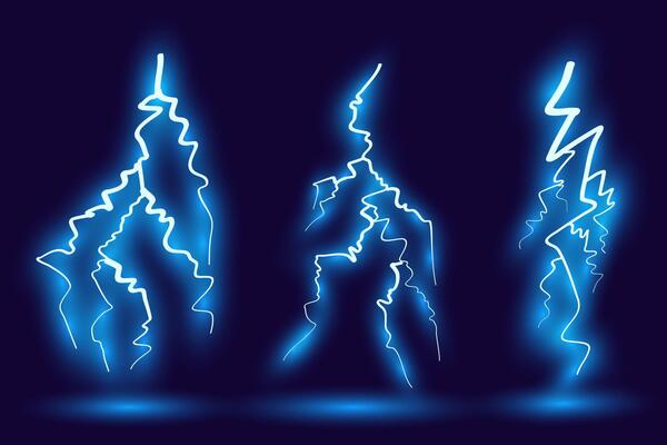Cartoon animation of a lightning bolt.