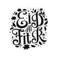 eid Mubarak islámico tipografía diseño. vector caligrafía aislado en blanco antecedentes eid Alabama fitr Mubarak para tu diseño