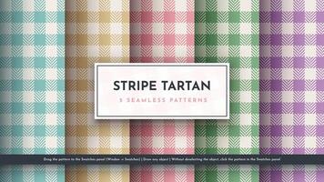 Set 5 Seamless Tartan Pattern. Traditional Scottish Texture. Fashionable Fabric. Textile Background vector