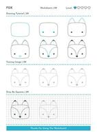 How to Draw Doodle Cow, Cartoon Character Step by Step Drawing Tutorial. Activity Worksheets For Kids vector