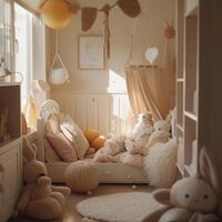 AI generated The interior design of the child's room in boho style photo