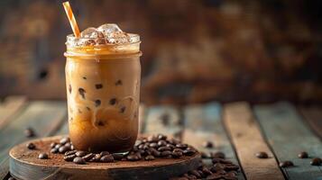 AI generated Ice coffee, drink, realistic photo