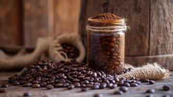 AI generated Coffee beans in the jar, realistic photo