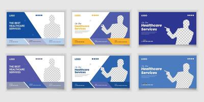 Bundle Online Business Video Thumbnail and Social Media Or Web Banner Template Design vector