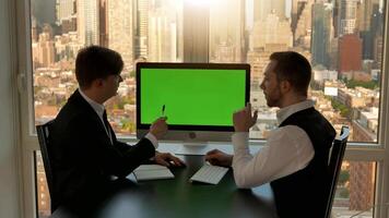 Conversation of Male Business Partners Meeting Cooperating and Analyzing video