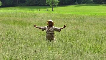 Female Person Relaxing Outdoors in Peaceful Green Landscape In Harmony video