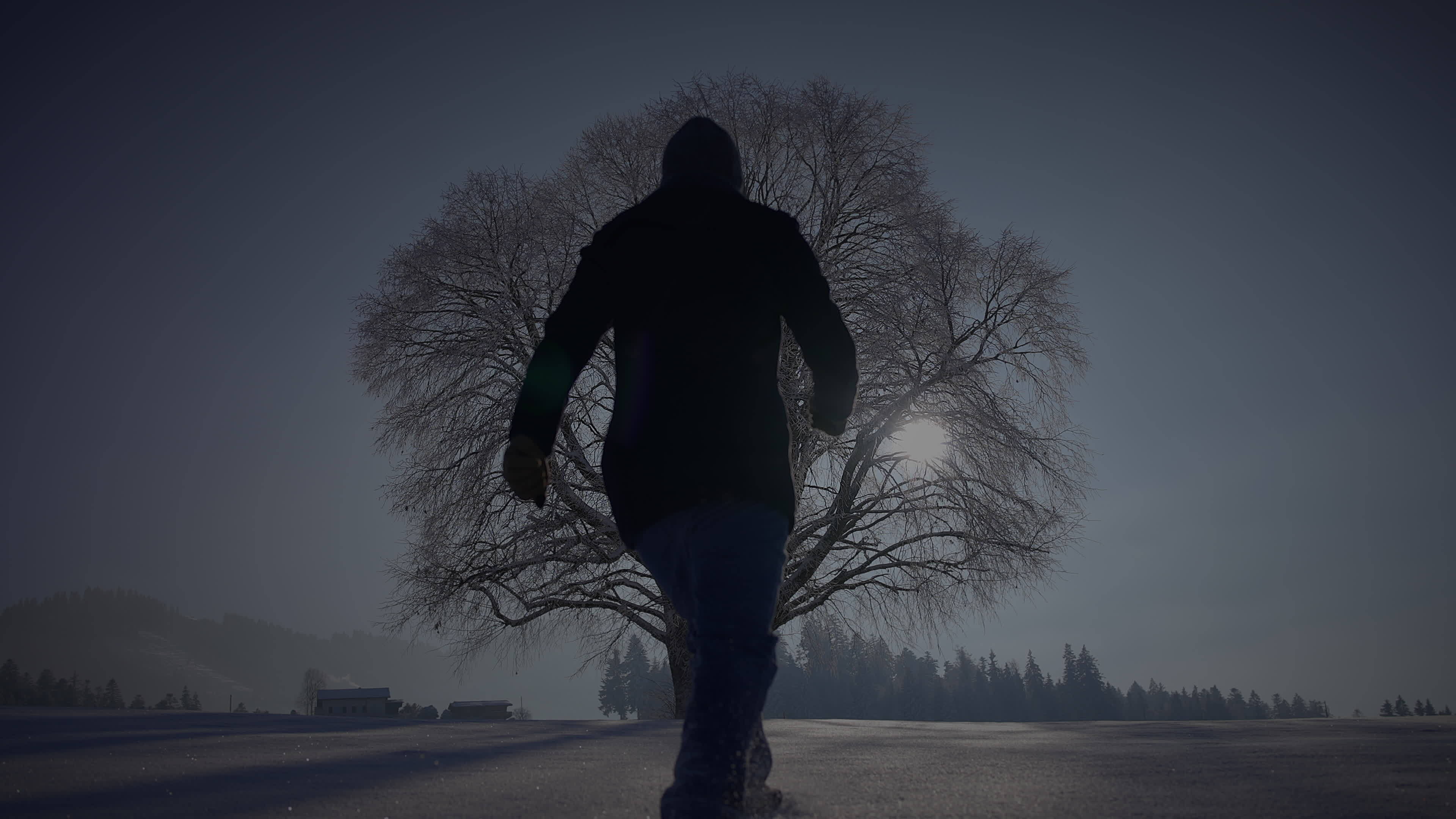 One Man Hiking Outdoors in Winter Snow Landscape Scenery 42651420 Stock ...