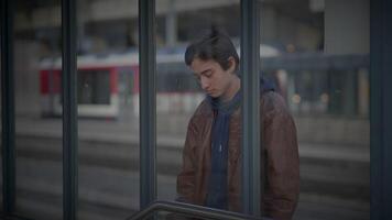 Mother Meeting Son at Train Station Talking Together after a long time video