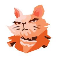 vector illustration of confident cat character in low poly or geometric style