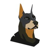 dobermann pinscher perro cabeza en bajo escuela politécnica o geométrico resumen estilo vector