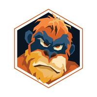 vector illustration of brave gorilla in abstract geometric or low poly contemporary style