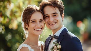 AI generated couple in love dressed for wedding realistic photo