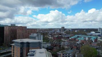 aéreo imágenes de central Coventry ciudad centrar de Inglaterra unido Reino. marzo 30, 2024 video