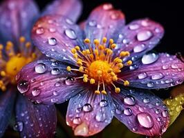 AI generated Macro Masterpiece of Dew-Kissed Flower photo