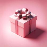 AI generated Elegant Pink Gift Box with Satin Ribbon photo