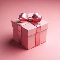 ai generado elegante rosado regalo caja con satín cinta foto