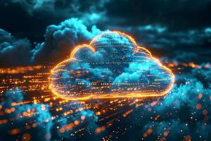 AI generated Glowing Cyber Cloud Computing Concept photo