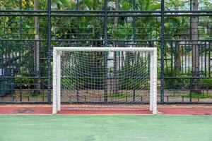 Soccer goal post with net photo