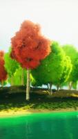 färgrik tecknad serie skog på solnedgång video
