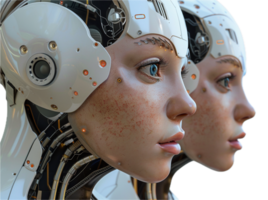 ai generiert futuristisch Android Gesichter mit menschenähnlich Eigenschaften png