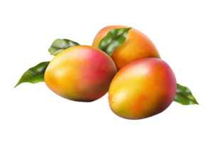 AI generated Ripe Mangoes Cluster with Fresh Leaves Illustration png