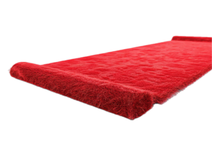 ai généré rouge tapis un événement entrée avec velours Cordes png