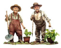 AI generated Happy Farmers with Fresh Harvest Vegetables png