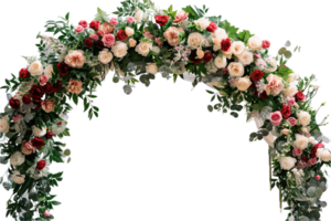 ai generiert elegant Blumen- Bogen zum Hochzeit Zeremonie png